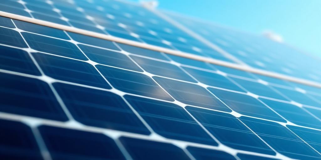 Close-up of solar photovoltaic panels under a clear sky